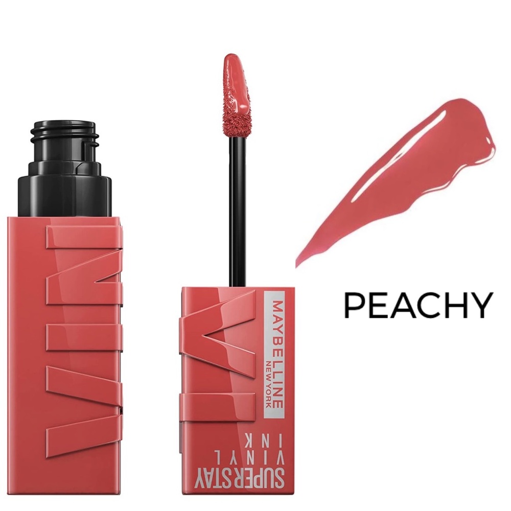 Maybelline Super Stay Vinyl Ink Liquid Lipstick in Peachy- 0.14 fl oz NWT + gift
